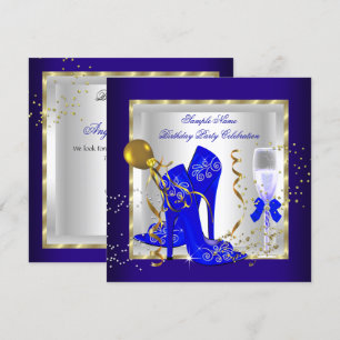 Elegant Koningsblauw Gouden Glitter Verjaardagsfee Kaart