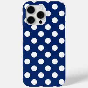Elegant koningsblauw met grote witte stippen iPhone 15 pro max hoesje