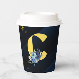 Elegant koninklijk blauw en goud met initiaal "C" Papieren Bekers