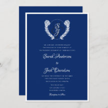 Elegant Koninklijk Blauw en Wit Monogram