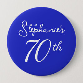 Elegant Koninklijk Blauw Monogram 70ste Verjaardag Ronde Button 4,0 Cm