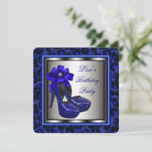 Elegant Koninklijk Blauw Verjaardagsfeest Kaart (Staand voorkant)