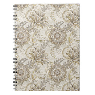 Elegant Koninklijk Bloemmotief Paisley Ontwerp Kun Notitieboek