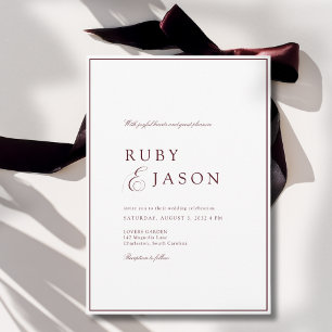 Elegant Koninklijk Burgundy & Witte Scriptuur Brui Kaart