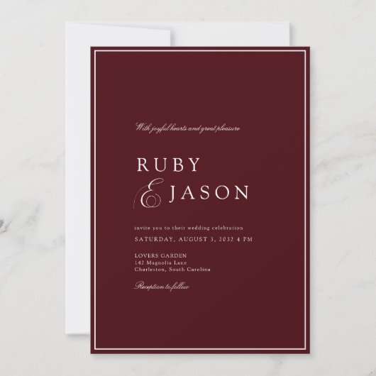 Elegant Koninklijk Burgundy & Witte Scriptuur Brui Kaart (Voorkant)