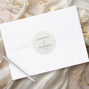 Elegant Koninklijk Ivoor Schrift Bruiloft Ronde Sticker