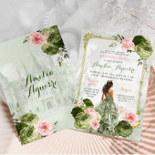 Elegant Koninklijk Kasteel Blush Roze Sage Groen 1 Kaart