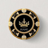 Elegant  Koninklijk Kroonsymbool Ronde Button 3,2 Cm (Voorkant)