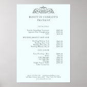 Elegant, koninklijk, lichtblauw prijslijst poster (Voorkant)