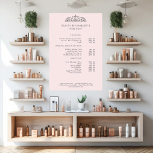 Elegant, koninklijk, lichtroze prijslijst poster