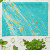 Elegant koninklijk luxe marmer goud blauw ontwerp theedoek (Gevouwen)