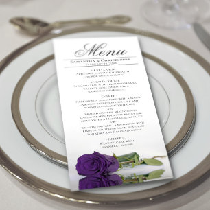 Elegant koninklijk Paars Roos met reflectie bruilo Menu