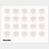 Elegant, koninklijk, salon, blush-pink+ grijs ronde sticker (Vel)
