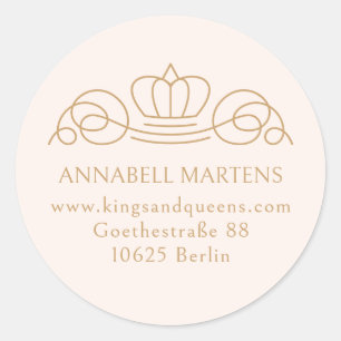 Elegant, koninklijk, salon, blush-roze + beige-bru ronde sticker
