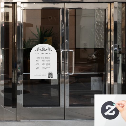 Elegant, Koninklijk, Zakelijk, Openingstijden & QR Raamsticker (Kantoordeur)
