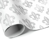 Elegant Koninklijk Zilver Fleur De Lis Cadeaupapier (Rol Hoek)