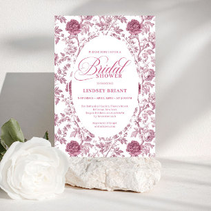 Elegant Koninklijke Blush Roos Patroon Bruidsdouch Kaart