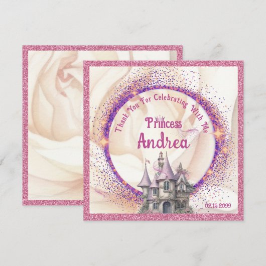 Elegant Koninklijke Prinses Verjaardagsfeest | Spr Bedankkaart (Voorkant / Achterkant)