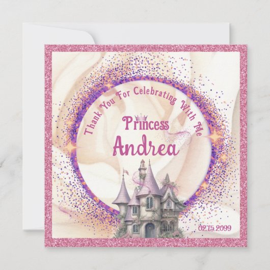 Elegant Koninklijke Prinses Verjaardagsfeest | Spr Bedankkaart (Voorkant)