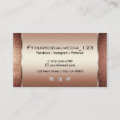 Elegant Koper Bruin Edele Glitter met Diamanten Visitekaartje (Achterkant)