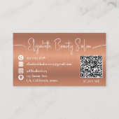 Elegant Koper Bruin Monogram Make-up Artiest QR Visitekaartje (Achterkant)
