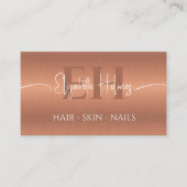 Elegant Koper Bruin Monogram Make-up Artiest QR Visitekaartje (Voorkant)