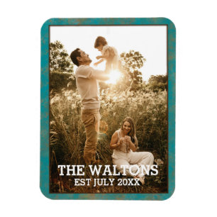 Elegant koper en Blauwgroen Lijst fotomagneet Magneet