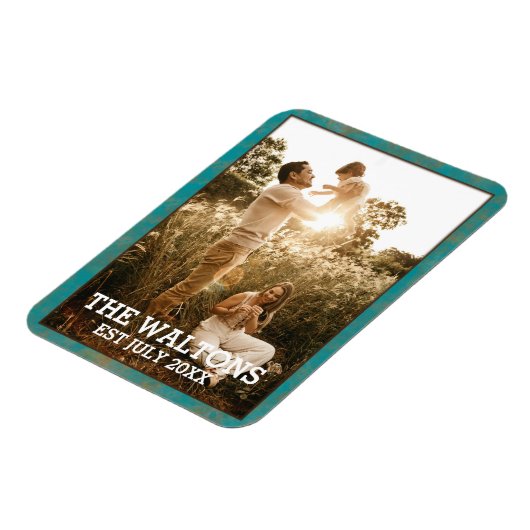 Elegant koper en Blauwgroen Lijst fotomagneet Magneet (Linkerzijde)