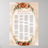 Elegant Koper en bordeaux bloemen Alfabetisch Poster (Voorkant)