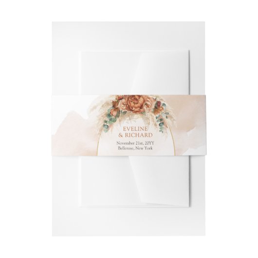 Elegant Koper en bordeaux bloemen groen boho Uitnodigingen Wikkel (Voorkant Voorbeeld)