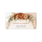 Elegant koper en bordeaux bloemen groen boog etiket (Voorkant)