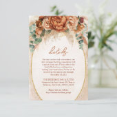 Elegant koper en bordeaux bloemen pampas details informatiekaartje (Staand voorkant)