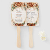 Elegant Koper en bordeaux bloemen salie programma Handwaaier (Voorkant en achterkant)