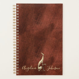 Elegant koper en goud Greyhound Dog Monogram Planner