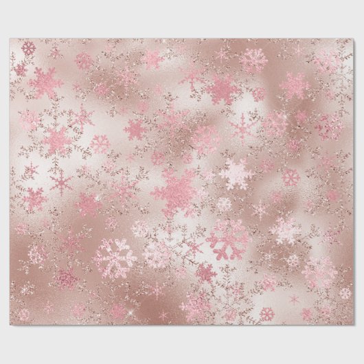 Elegant koper en roze kerstboomschilderpatroon cadeaupapier (Vlak)