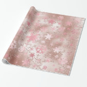 Elegant koper en roze kerstboomschilderpatroon cadeaupapier (Uitgerold)