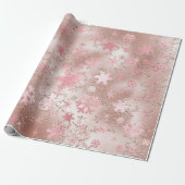 Elegant koper en roze kerstboomschilderpatroon cadeaupapier (Uitgerold)