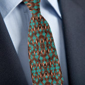 Elegant koper en turquoise patroon stropdas