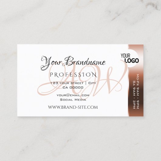 Elegant koper en witte kleurrijke strepen voegen L Visitekaartje (Achterkant)