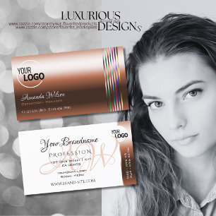 Elegant koper en witte kleurrijke strepen voegen L Visitekaartje