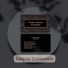 Elegant koper en zwart patroon accountant visitekaartje
