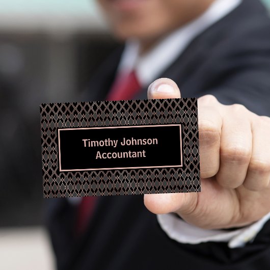 Elegant koper en zwart patroon accountant visitekaartje