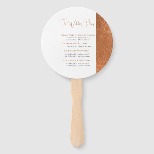 Elegant Koper Folie Gepersonaliseerd Trouwceremoni Handwaaier (Achterkant)