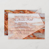 Elegant koper Gold Marble Geometric Reception Informatiekaartje (Voorkant / Achterkant)