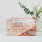 Elegant koper Gold Marble Geometric Reception Informatiekaartje (Staand voorkant)