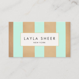 Elegant koper goud en turquoise strepen visitekaartje