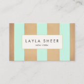 Elegant koper goud en turquoise strepen visitekaartje (Voorkant)