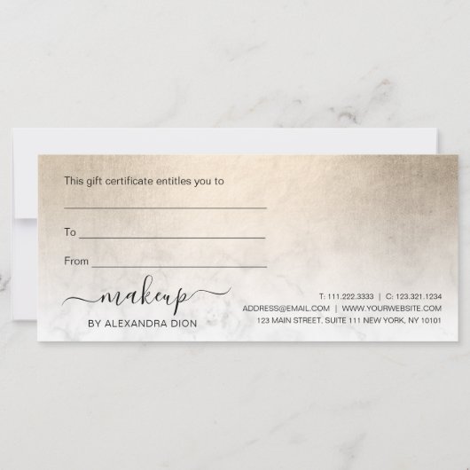 Elegant koper goud witte marmer make-up artiest (Achterkant)