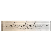 Elegant koper goud witte marmer make-up artiest naambordje (Voorkant)