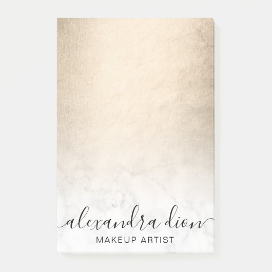 Elegant koper goud witte marmer make-up artiest post-it® notes (Voorkant)